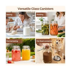 ComSaf 1.1 Gallon Glass Jars with Airtight Lids (138oz, Set of 2), … Fast Ship