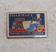 Vintage Pharmacy United States Postage 8 Cent Stamp Pin