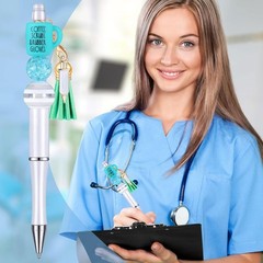 Quality Nurse Beadable Pens Gift Set – 12 Pcs with 50 Beads & Assorted Charms