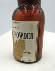 BW – 1890’s Powers Weightman Thymol Powder Philada PA 3 “ Amber Medicine bottle