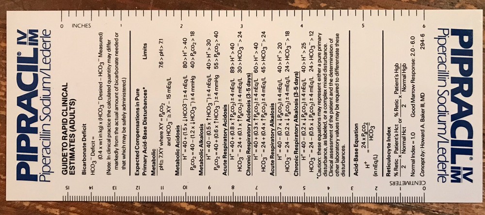 Pipracil Pharmaceutical Drug Rep Reference Ruler Plastic
