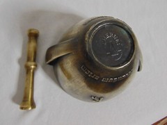 Mortar And Pestle Schering Pharmaceutical Class 1968 Vtg Brass Apothecary 4″