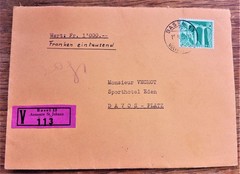 Vtg WAX SEAL sign SANDOZ – LETTER Davos platz 1952, LSD pharmacy Swiss