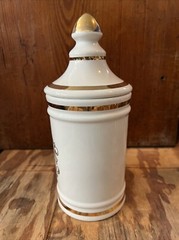 VINTAGE PHARMACY HIERA PICRA APOTHECARY CANISTER JAR WITH LID- OWENS, ILLINOIS