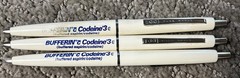 Bufferin Codeine 3 Pharmaceutical Advertising Drug Rep Pen Lot Of 3 Dried Ink