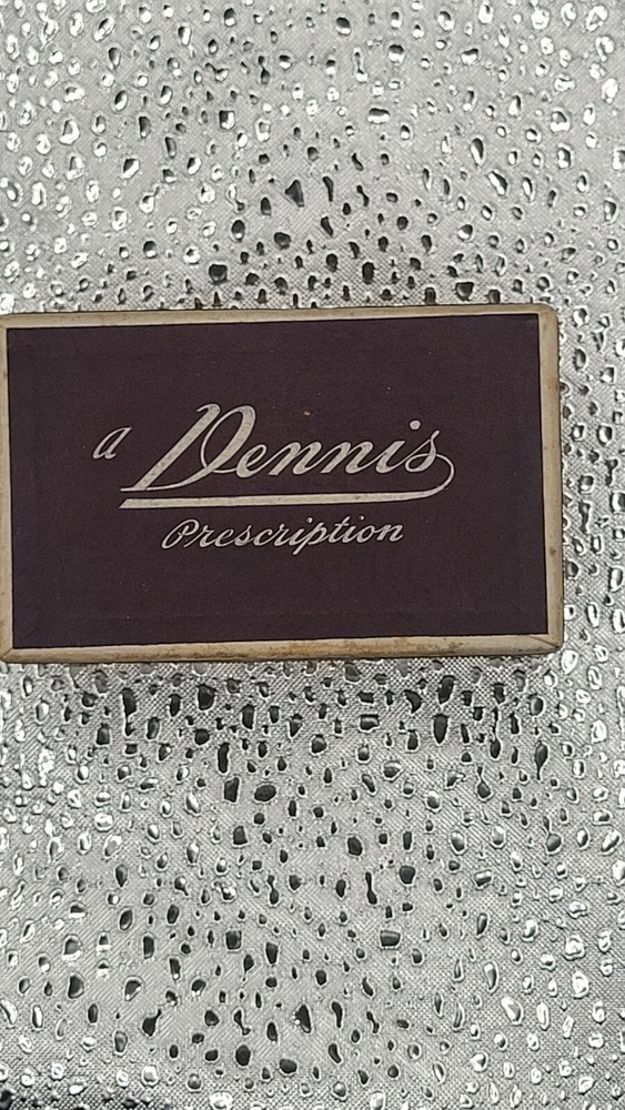 Vintage Cardboard Paper DENNIS PHARMACY Prescription Drug Pill 3″ Hinged Box