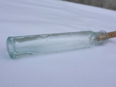 2 X Old Small Medicine Glass Pharmacy Bottle Green Long Approx. 10.0 Cm