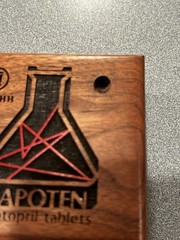 Rare Bristol Myers Squibb CAPOTEN Drug Rep Pen Desk Holder Laser Cut Wood