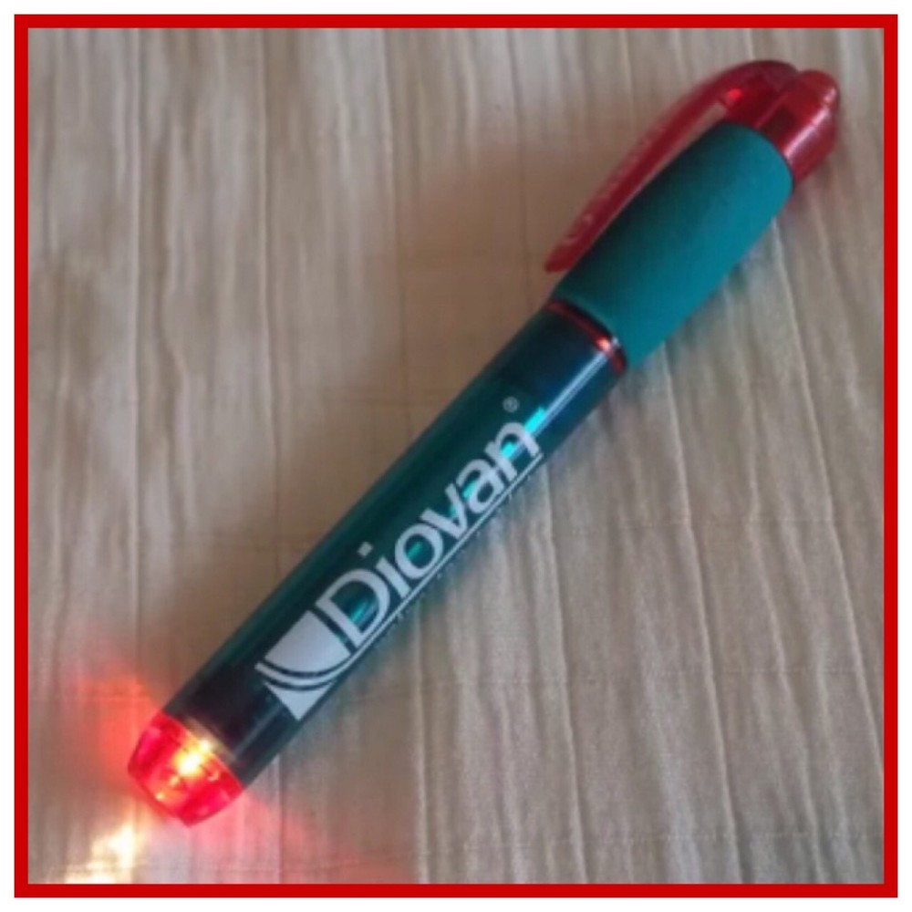 NIB Drug Rep Exam Flashlight Pen Light DIOVAN HCT TEAL Red GRIP w/ Batteries!