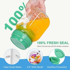 [UPGRADE] 4 Pack Green Salad Jars with Lids and Airtight Silicone Dressing Cu…