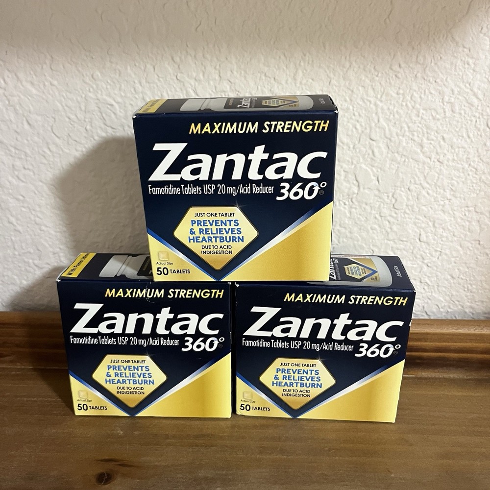 3 Pack Zantac 360 Maximum Strength Famotidine USP 20mg 50 Tablets – Exp 09/26