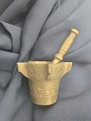 Vintage Solid Brass Mortar And Pestle, 2 X 2.75 And 3.75Inches