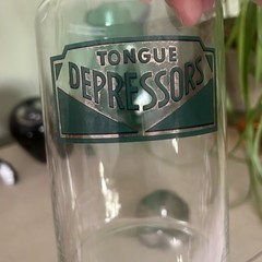 VTG Profex Medical Office Apothecary Jar w/ Lid Art Deco Tongue Depressors