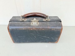 Antique Rare Doctor’s Medicine Kit Leather Travel Bag with Empty Vials