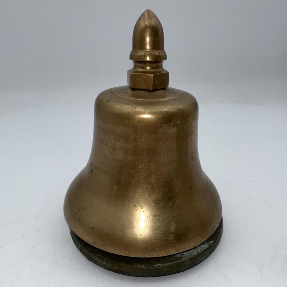 Salesmans Trophy 1954 Prophylactic Sales McKesson Robbins Brass Bell Over Quota