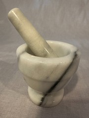 Vintage White Marble Mortar And Pestle Set Solid Heavy Apothecary Kitchenware
