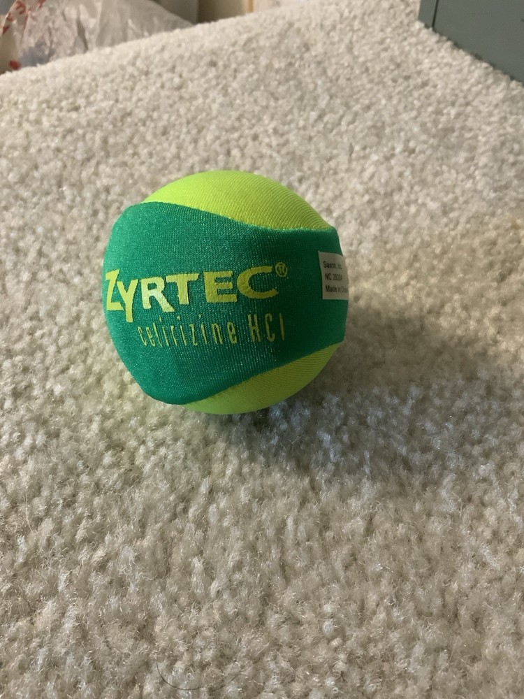 Vintage Pharmaceutical Drug Rep Zyrtec Tennis Ball Shaped Promo Stress Ball NEW