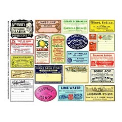 Apothecary Bottle Stickers on 1 Cut & Peel Sheet, Medicine Cabinet Labels, 298