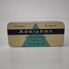 Vintage CIBA Adelphan Medical Empty Tin Box from High Blood Pressure Pills #6205