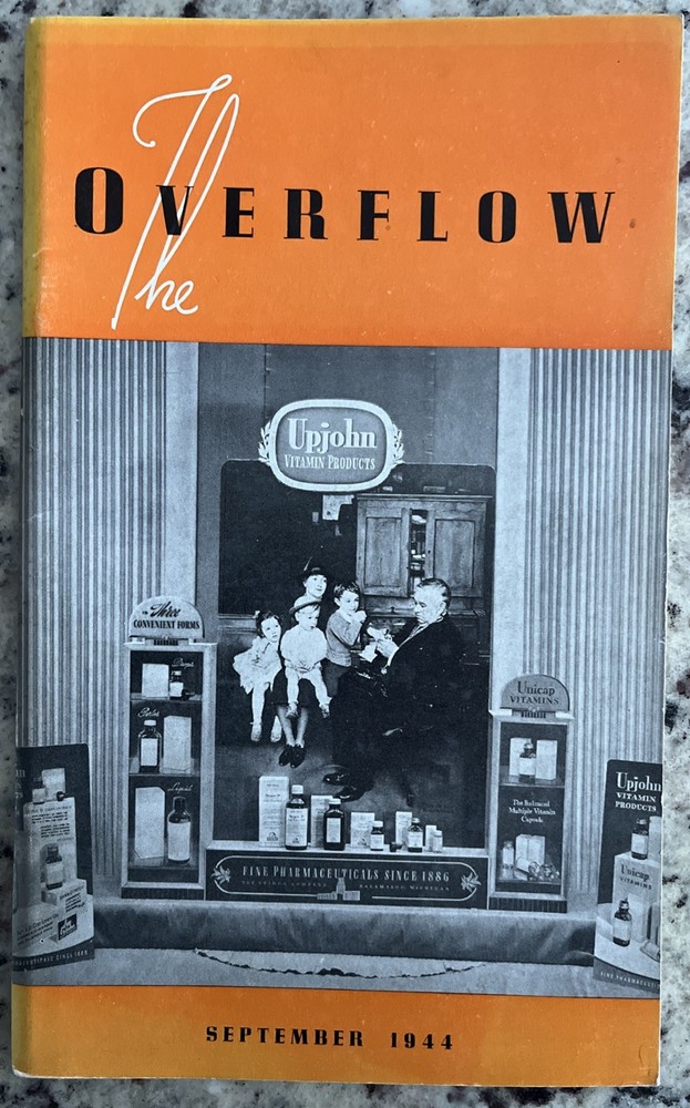 Vintage 1944 WWII Upjohn Pharmaceuticals Employee Magazine Vitamin Store Display