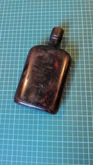 Vintage Brown Glass Whiskey Bottle Apothecary Antique Flask Rustic Decor