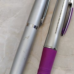 HTF 2 Zyprexa Pens Drug Rep Pharmaceutical Promo Medical Advertising Metal *READ
