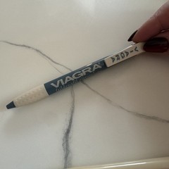 Vintage VIAGRA Drug Rep Click Pens Plastic Blue And Cream Pharmaceutical