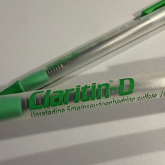 Claritin-D Drug Rep BIC Collectible Pens, Set Of 2, Claritin Shape – Dried Ink