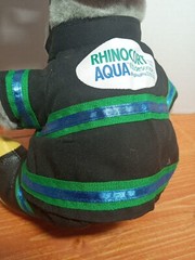 RHINOCORT AQUA ALLERGY NOSE SPRAY ADVERITSEMENT MASCOT FIREMAN PLUSH DOLL FIGURE