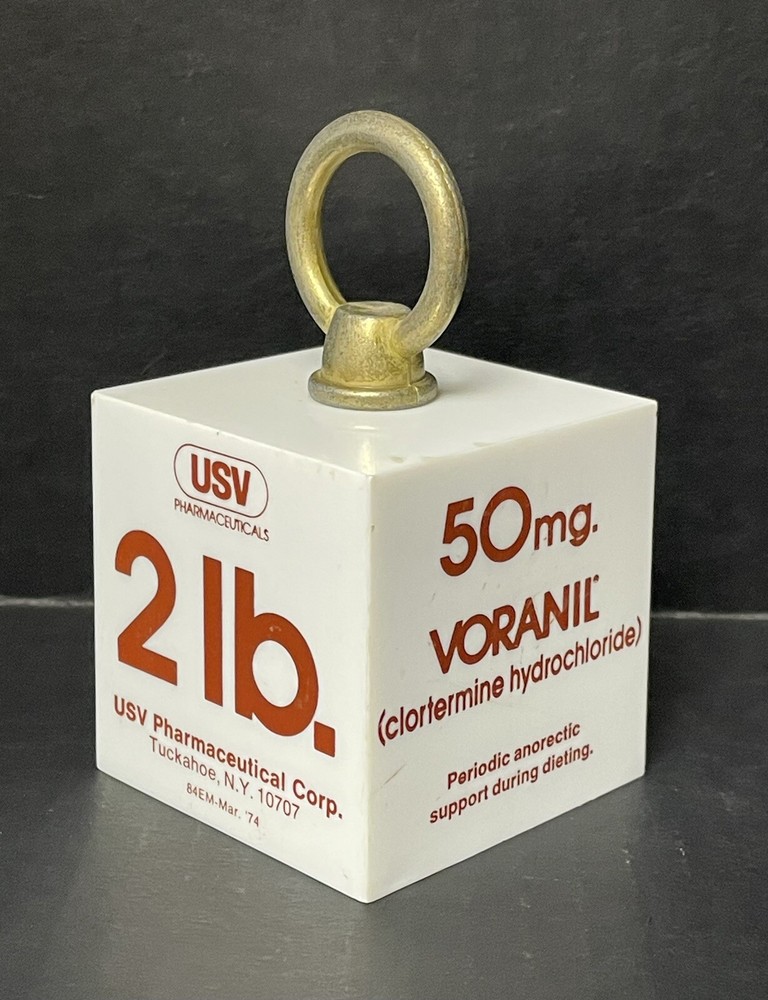 Vintage 1974 Voranil Clortermine Pharmaceutical Rep Marketing 2 lb Paperweight