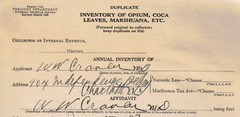 VINTAGE 1939 IRS FORM! INVENTORY OF OPIUM, COCA LEAVES, MARIHUANA, ETC/COMPLETED
