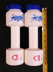 NOS Vintage 1980’s Pharmaceutical Promo Vicodin ES Water Bottle Dumbbells
