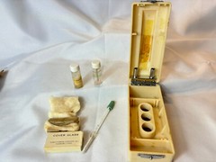 Art Deco BARD PARKER Blood Test Kit Dropper Cover Glass Empty Bottles & Cotton