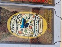 4 Stain Glass Panels Schering Pharmacy Rx Ad Premium USA Bicentennial 1976 VTG
