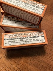 Vintage DeWitt’s For Corns 8 Medicine Bottles circa 20’s-30’s W/ Display Box