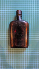 Vintage Brown Glass Whiskey Bottle Apothecary Antique Flask Rustic Decor