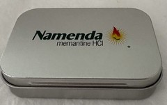 VTG NAMENDA USB FLASH DRIVE + LANYARD SET in METAL TIN PHARMA REP LOGO NEW