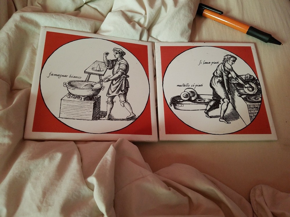 2 brown white Pharmacy Pill Tiles Handmade Apothecary 6 by 6