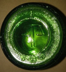 Vintage McKesson’s Flowers Of Sulfur Jar Green Glass 5″ Tall by 10″ in Diameter