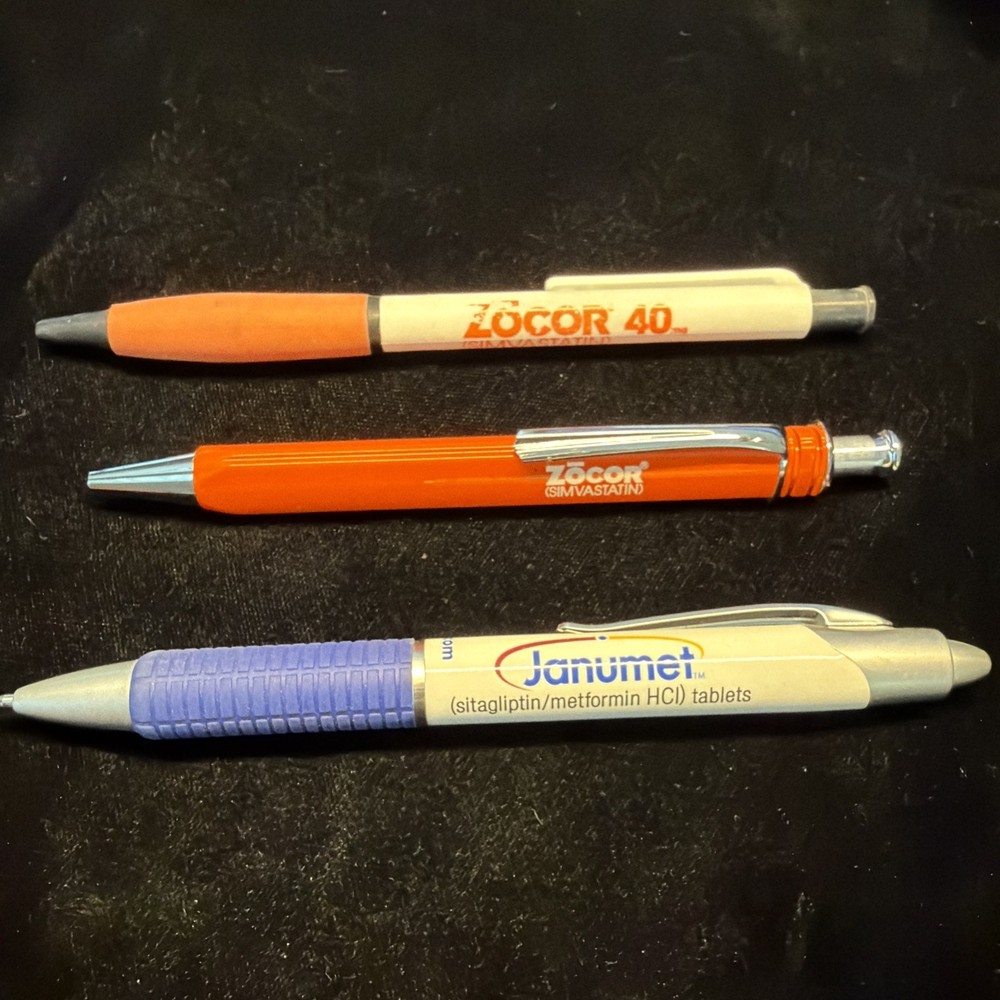Pharmaceutical Drug Rep Collectible Pens Lot Of 3 Not Working Zocor and Janumet