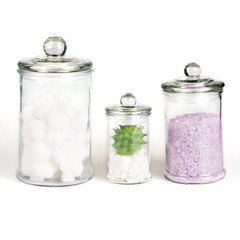 Mini Glass Apothecary Jars, Bathroom Storage Organizer Canisters for Cotton S…