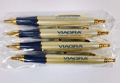 New Vintage Viagra Medical Advertising Pens In Plastic Sleeve Lot Of 4 NOS Works