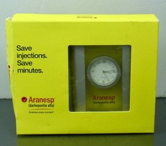 Rare Aranesp Desk Clock Drug Rep Pharmaceutical Promo In Original Box w/ Inserts