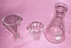 3 Vintage Glass Measures Zonite 2 Tablespoon Apothecary Spout & Footed Beaker +