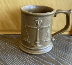 Vintage “PHARMACIST” Brown Speckled/Embossed Scales & Rx Mortar&Pestle Mug