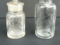 Glass Apothecary Pharmacy Bottles Set of 2, Clear, 1950 – 1960