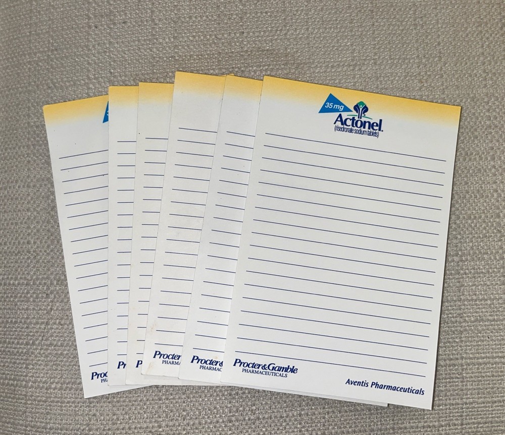 6 Pharmaceutical Drug Rep Post-It Note Pads Actonel Procter & Gamble Aventis