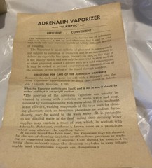 Vintage ‘50s Parke Davis GLASEPTIC ADRENALIN VAPORIZER With Box, Instructions