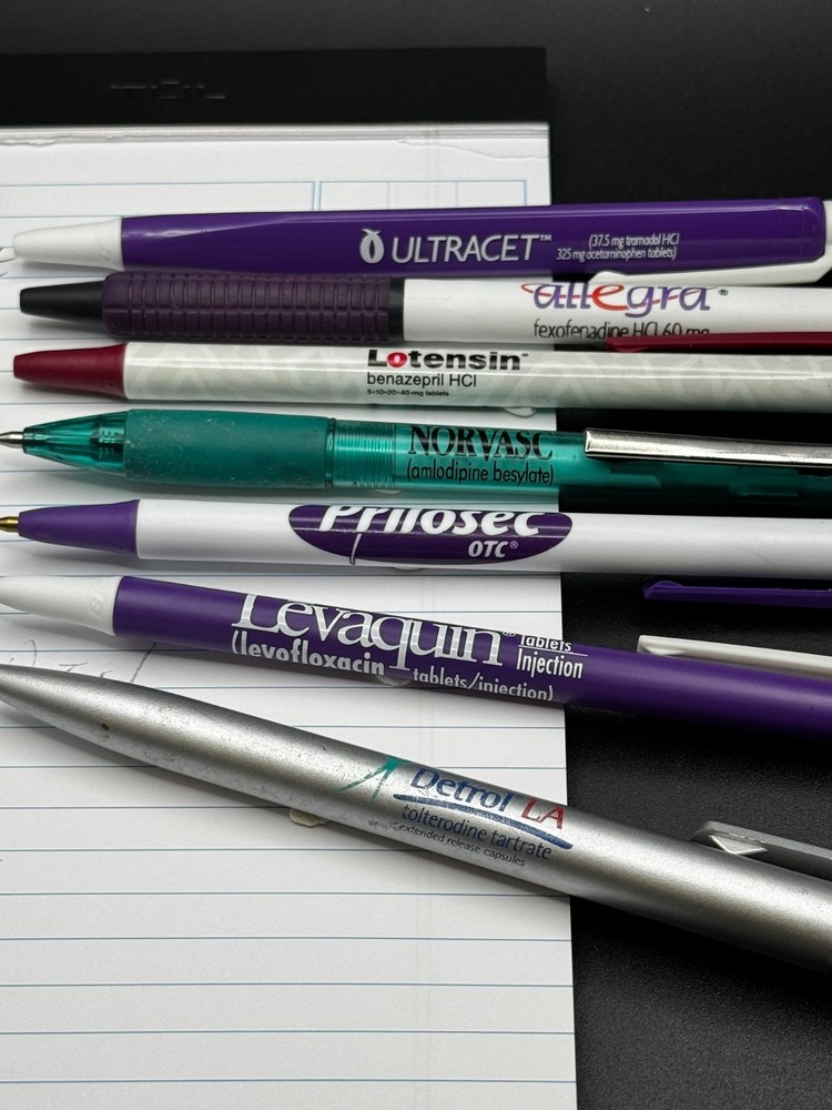 Lot (8) Pharmaceutical / Drug Rep Pens – Levaquin, Norvasc, Prilosec Allegra