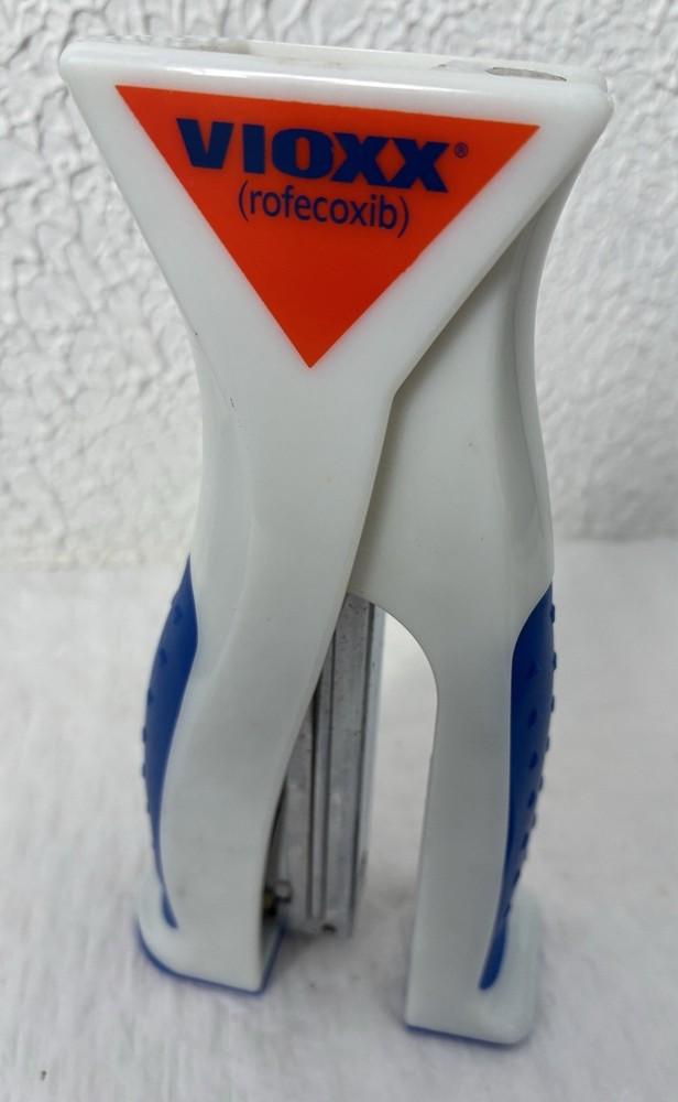 VIOXX STAPLER Drug Rep Pharmaceutical Promo Advertising Blue & Orange